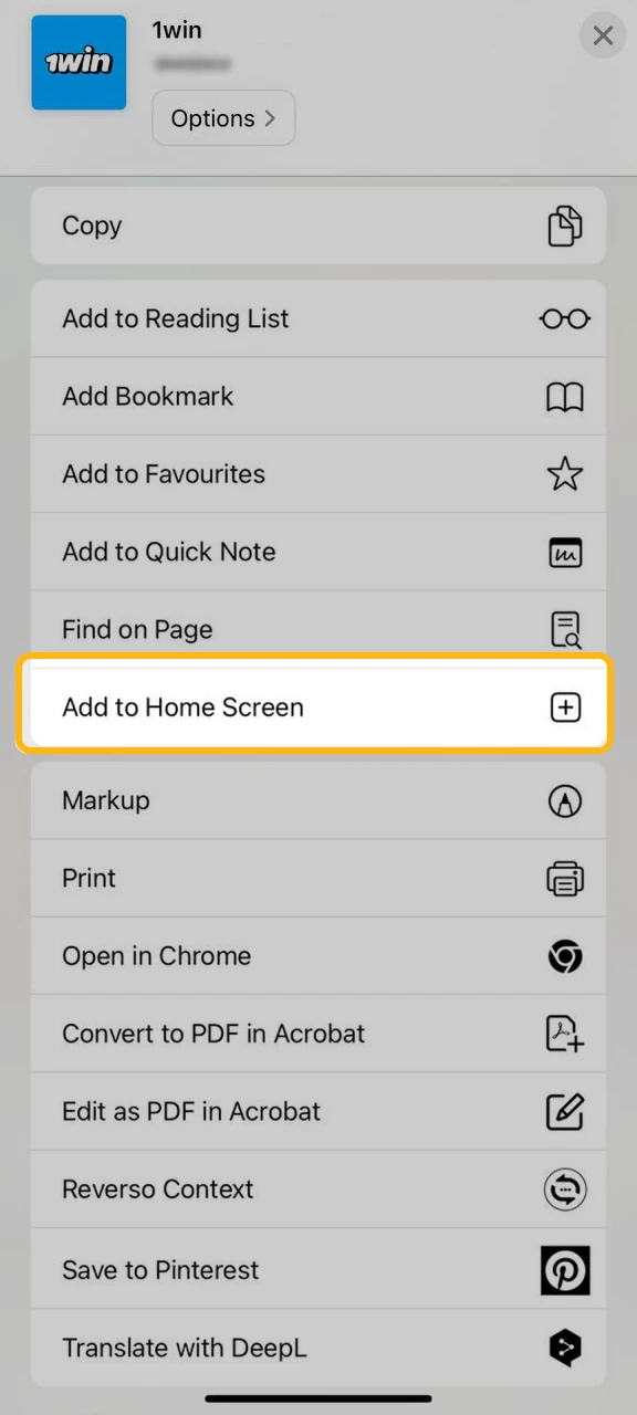 Click add to home screen from the drop-down menu.