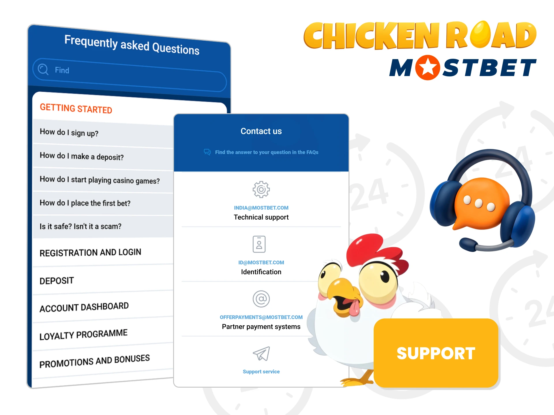 Get personal help from the Mostbet support team.