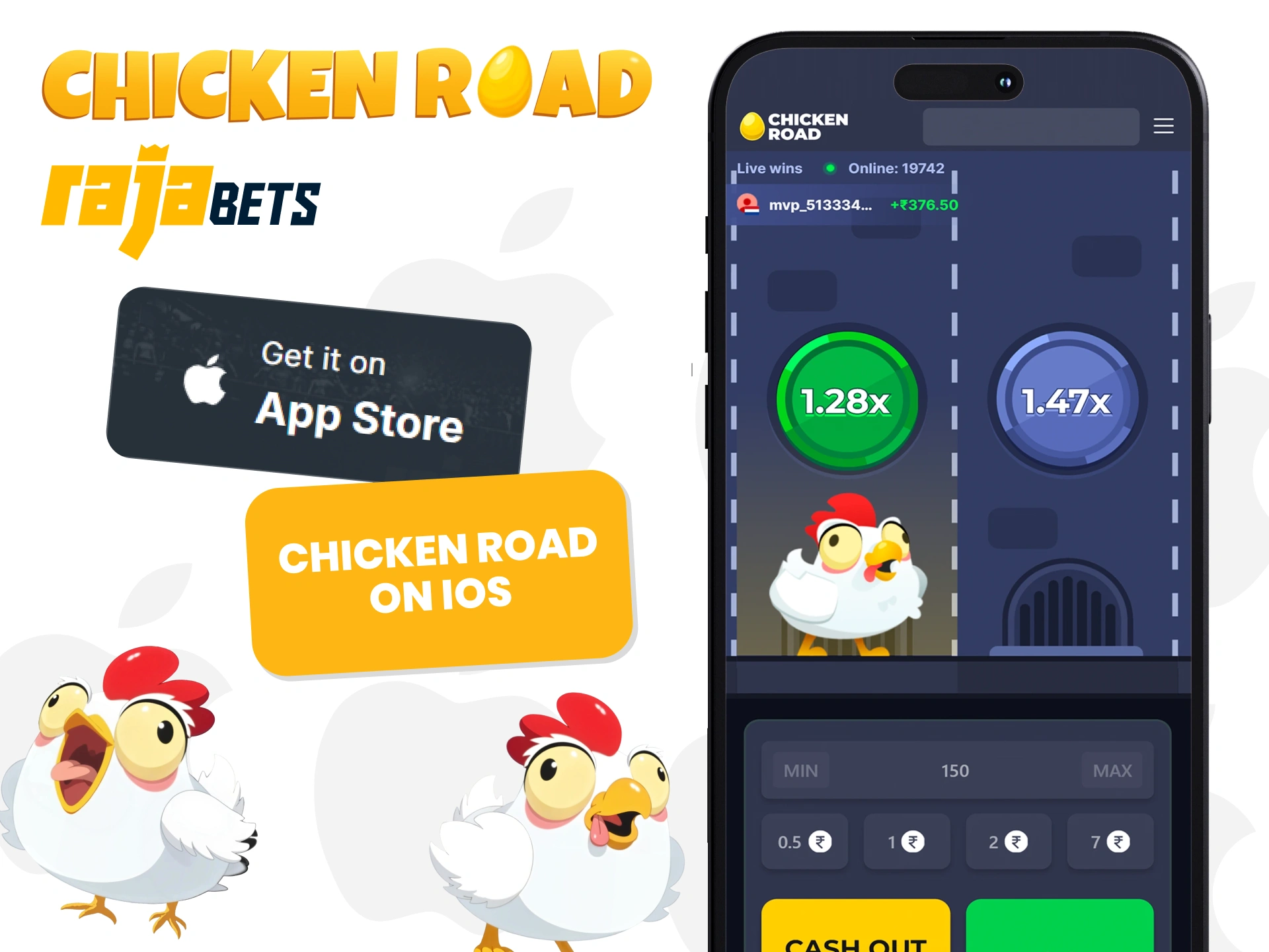 Play Chicken Road on the go with the RajaBets iOS app.